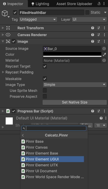 Add Pinnr Element UGUI
